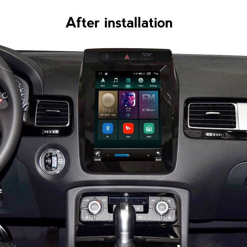 Vertical screen android 9.7 inch tesla style car dvd radio stereo player for VW Touareg 2010-2017 gps navigation