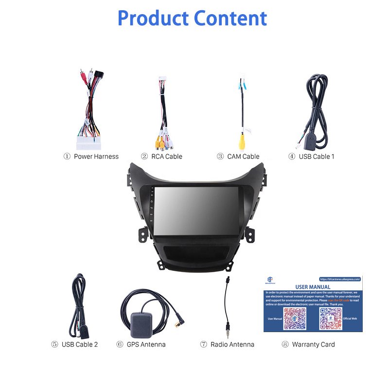 2 din 4 core Touch Screen Car radio 9" android stereo boss car audio for Hyundai Elantra 2012 Head Unit GPF FM WIFI Player