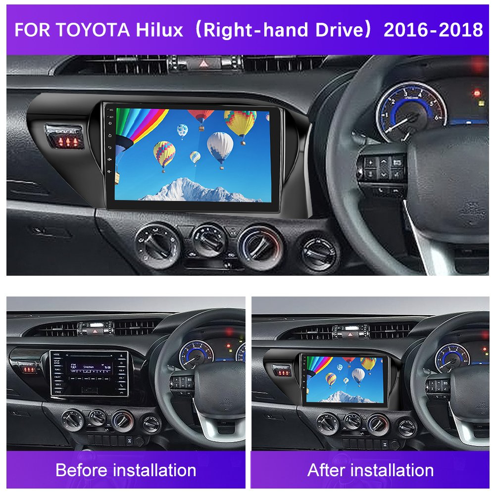 Podofo Android Car Radio 10 Inch 2+32GB 2 Din For Toyota Hilux 2016-2018 Carplay Android Auto BT WiFi GPS Hi-Fi FM Autoradio