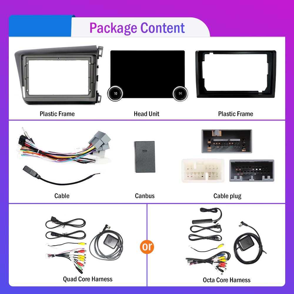 11.8Inch 2Din Android Car Radio For Honda Civic 2012-2015 RHD 2K QLED Screen Car Stereo Car DVD Player Carplay Android Auto