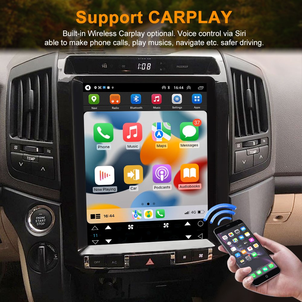 Carplay Auto Android touch car Screen GPS For Toyota Land Cruiser 2008 2009 2010 2011 2012 2013 2014 2015 Car Display Radio