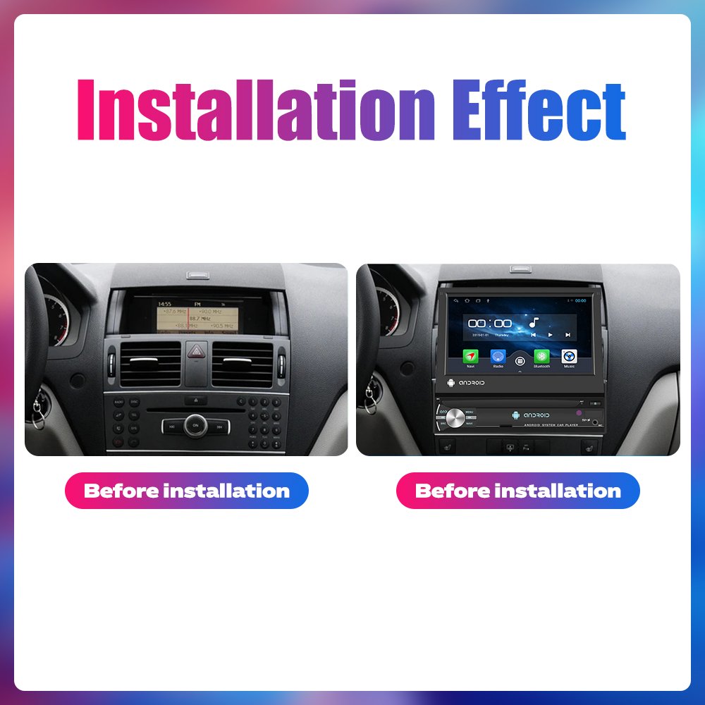 1Din Android 7 Inch GPS Navigation Universal Retractable Screen Car Radio Multimedia Video Player Central Car Stereo Carplay