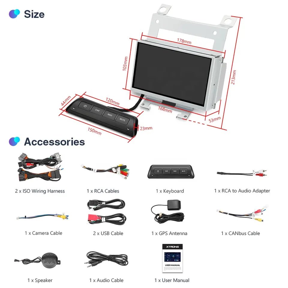 Android 13 1DIN car dvd player gps radio head unit parts for Land Rover FreeLander 2 android auto wireless carplay