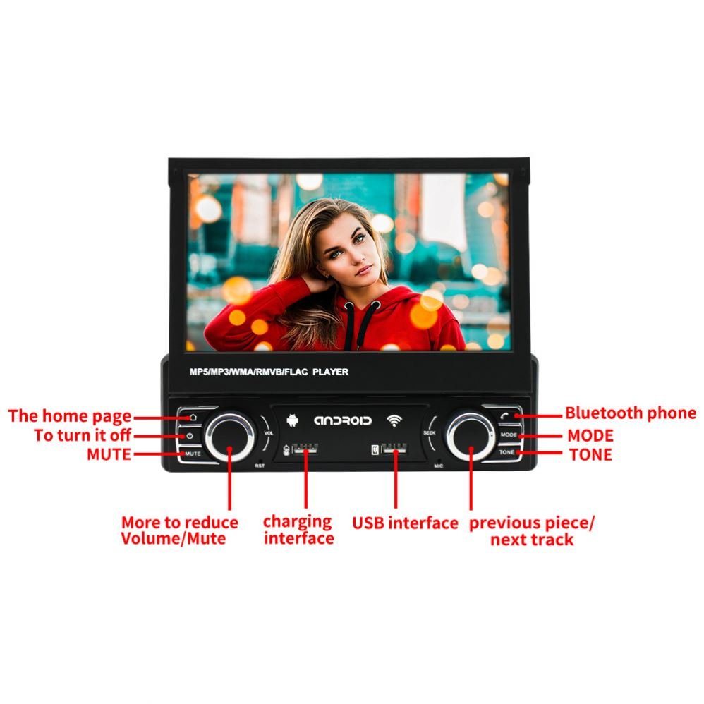 Retractable Car Dvd Player Android Touch Screen Multimedia Player Blue Tooth Fm Transmitter Car Radio Mp5 Player For Car
