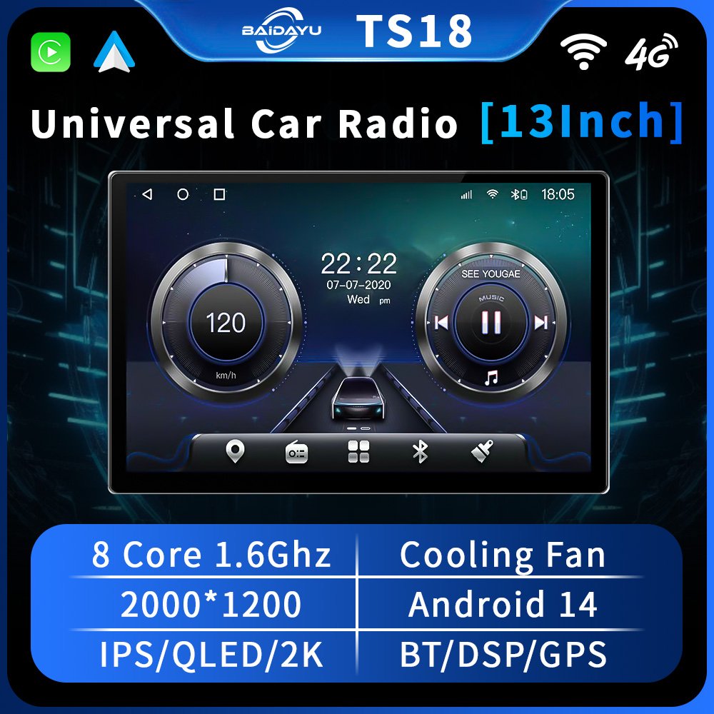 TS18 2+32GB 13inch 2K Android 12 Car Screen For Head Unit radio wifi sim4G Universal Car Radio 2000*1200 Car dvd player