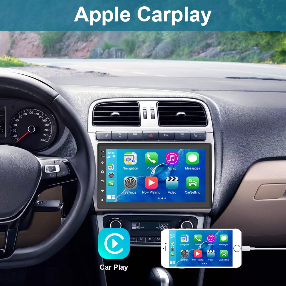 Podofo 2 Din Android Car Radio Stereo 7" Autoradio Wireless Carplay GPS Navigation WIFI BT FM RDS