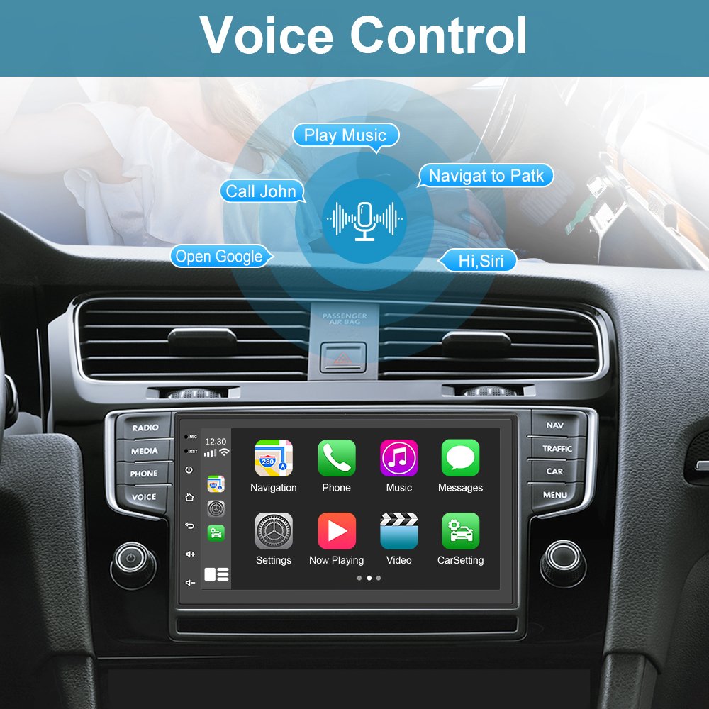 Podofo 2 Din Android Car Radio Stereo 7" Autoradio Wireless Carplay GPS Navigation WIFI BT FM RDS