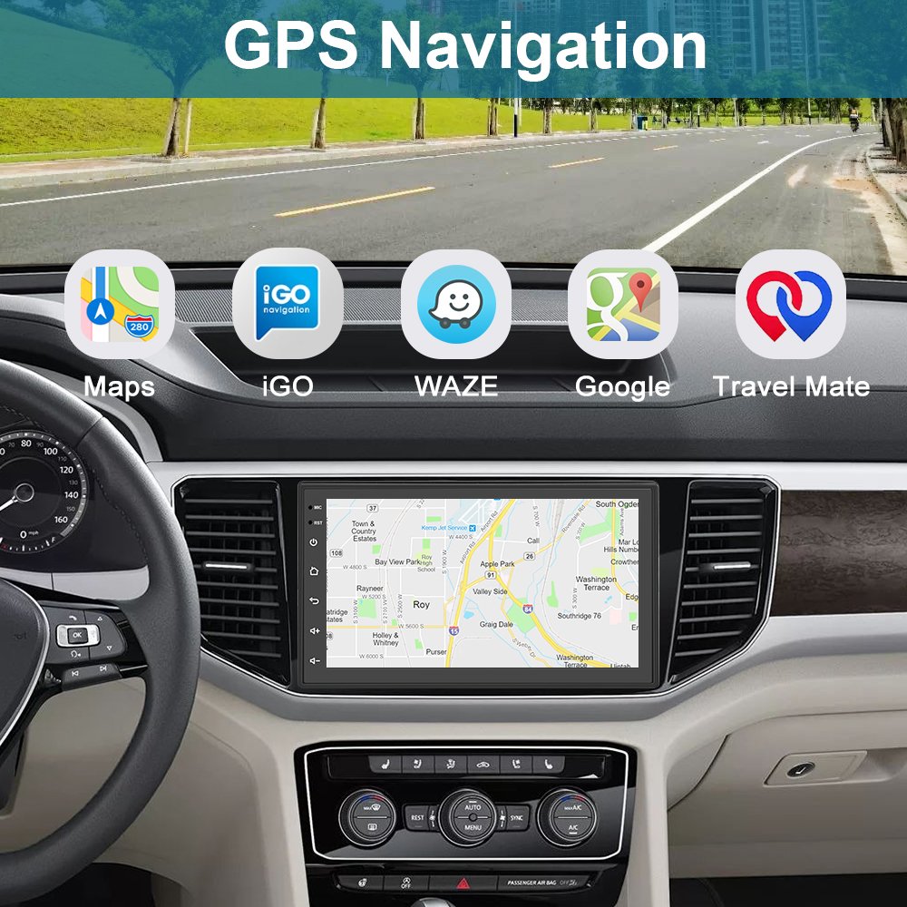 Podofo 2 Din Android Car Radio Stereo 7" Autoradio Wireless Carplay GPS Navigation WIFI BT FM RDS