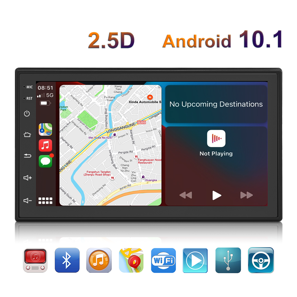 Podofo 2 Din Android Car Radio Stereo 7" Autoradio Wireless Carplay GPS Navigation WIFI BT FM RDS