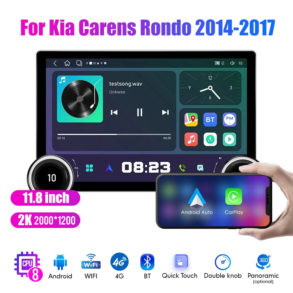 11.8Inch Car Radio For Kia Carens Rondo 2014-2017 DIAMOND 2K QLED Screen 2Din Android Car Stereo Car DVD Player Carplay DSP
