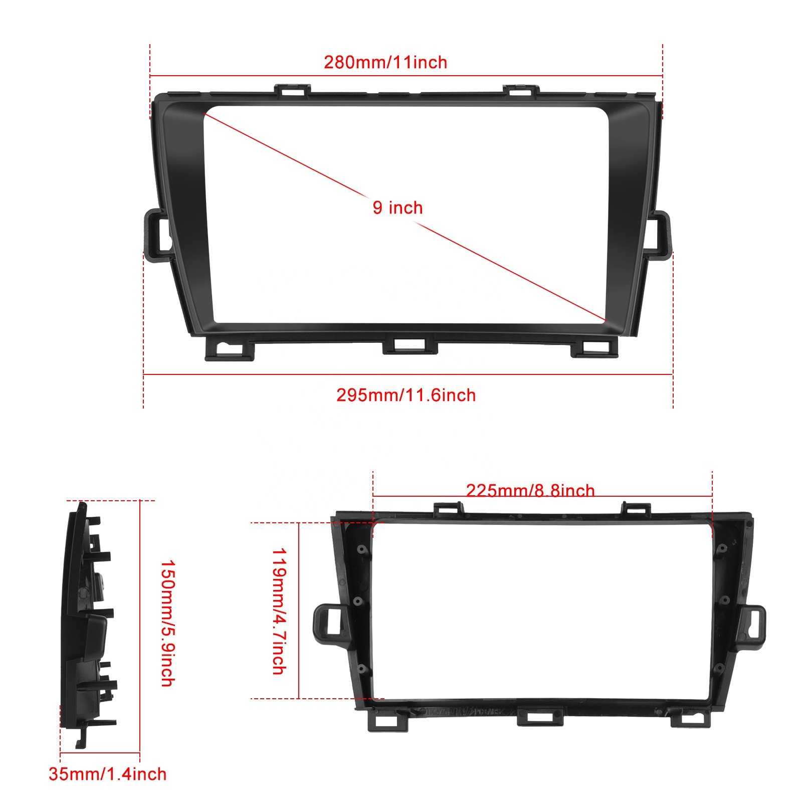 (UK Stock) Podofo 9" Car Radio For Toyota Prius 2010 Right-hand Drive CarPlay Android Auto GPS WiFi FM RDS Android 13 Auto Parts