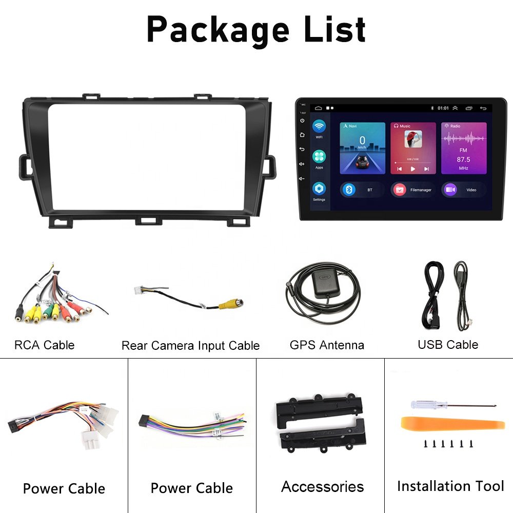 (UK Stock) Podofo 9" Car Radio For Toyota Prius 2010 Right-hand Drive CarPlay Android Auto GPS WiFi FM RDS Android 13 Auto Parts