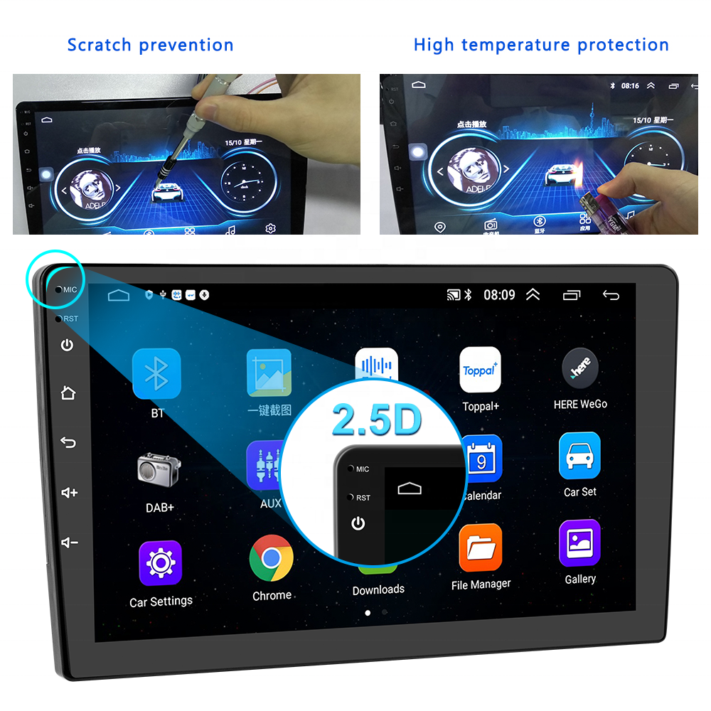 Podofo 10.1'' Android Car Stereo with Wireless Carplay 2 Din Car Radio Autoradio GPS Navigation WIFI BT FM RDS