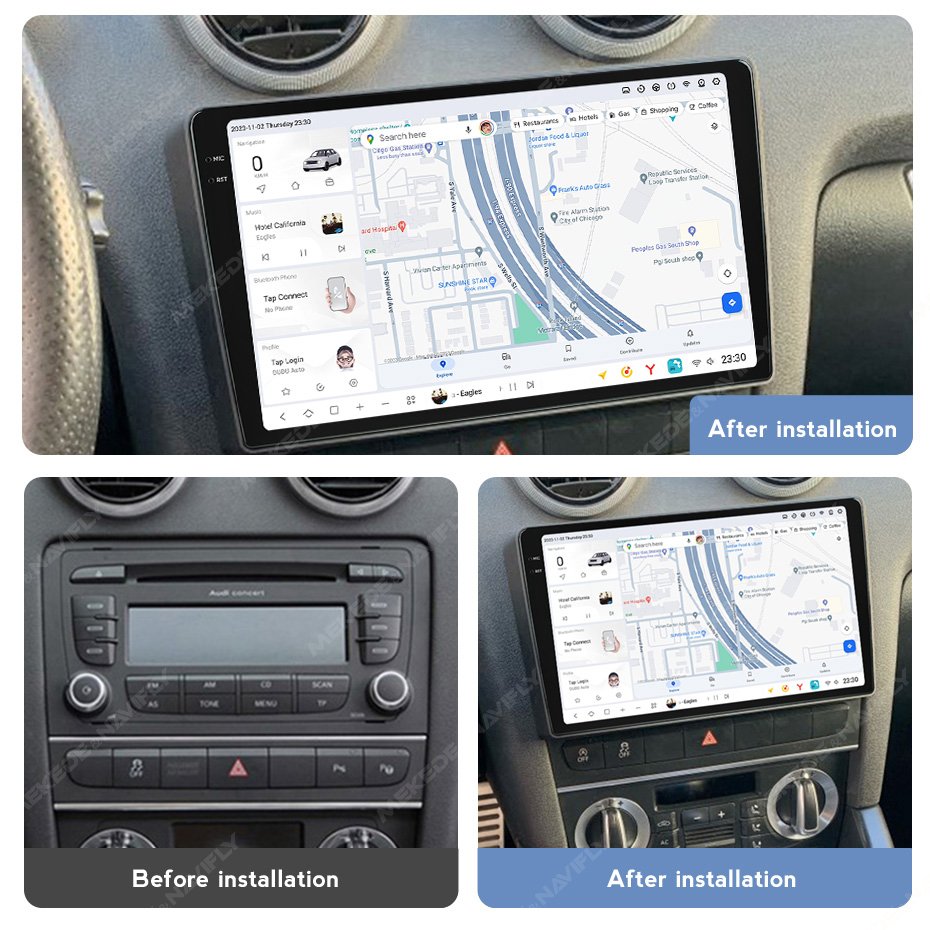 MEKEDE DUDU7 car video Android car-play auto gps navigation QLED touch screen For Audi A3 2003-2013 360 panoramic camera