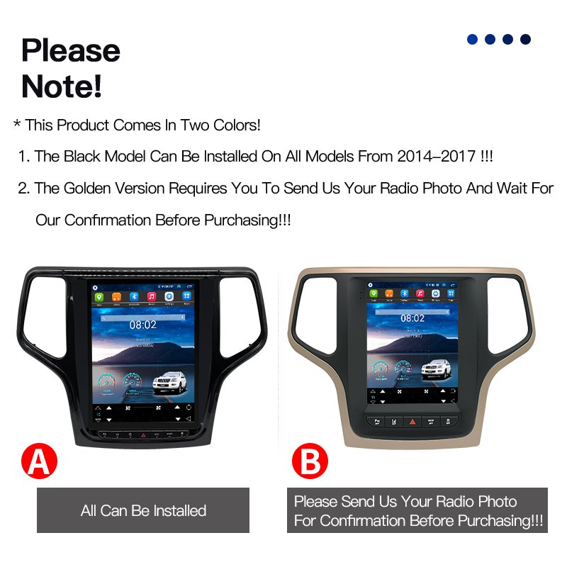 For Tesla Style Screen Car Radio For JEEP Grand Cherokee 2014 - 2017 Android Multimedia Player 2din GPS Navigation Video CarPlay