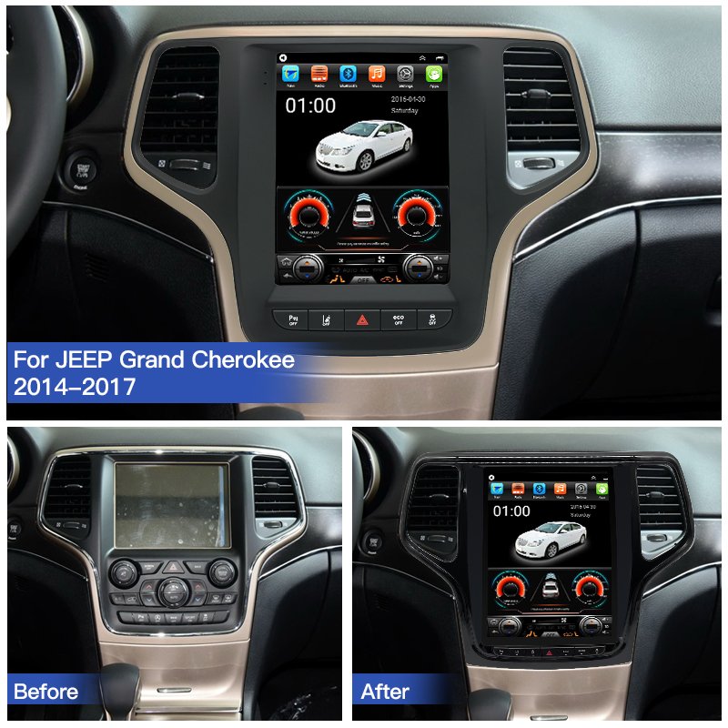 For Tesla Style Screen Car Radio For JEEP Grand Cherokee 2014 - 2017 Android Multimedia Player 2din GPS Navigation Video CarPlay