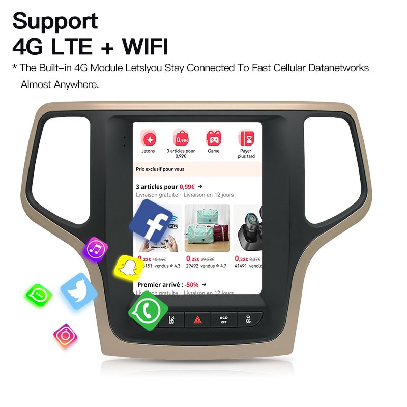 For Tesla Style Screen Car Radio For JEEP Grand Cherokee 2014 - 2017 Android Multimedia Player 2din GPS Navigation Video CarPlay