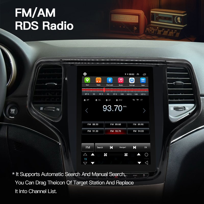 For Tesla Style Screen Car Radio For JEEP Grand Cherokee 2014 - 2017 Android Multimedia Player 2din GPS Navigation Video CarPlay