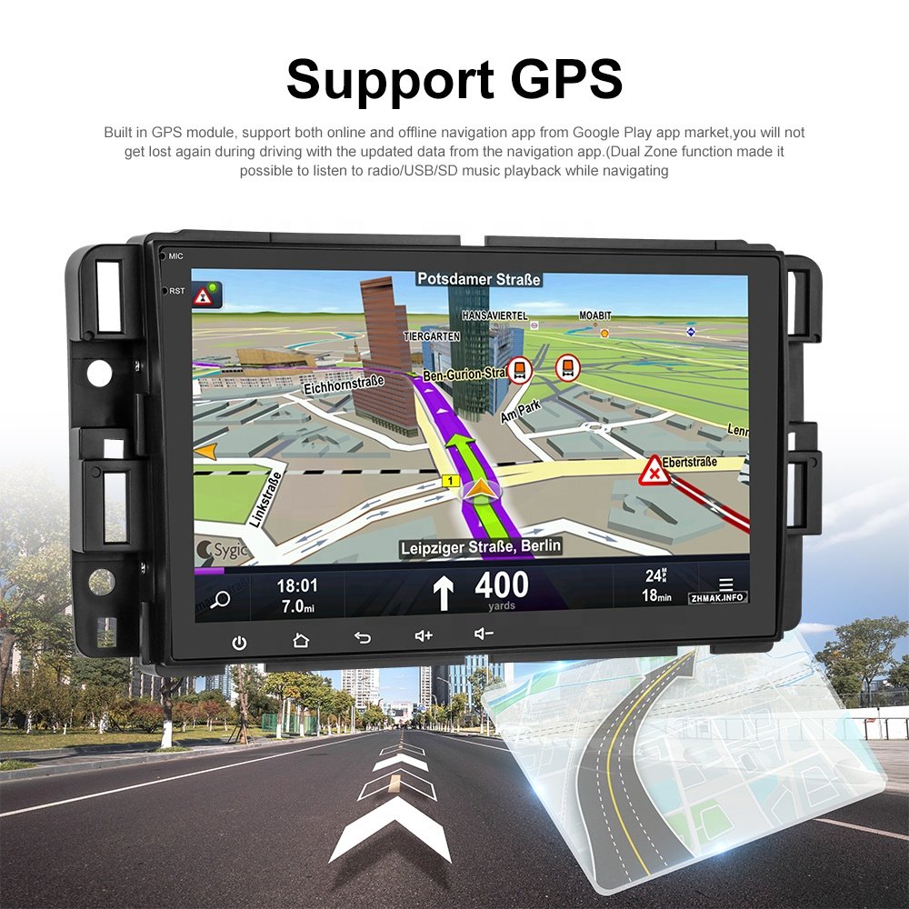 (USA Stock) Podofo 8" Android Car Stereo Radio 1+32G Carplay Android Auto For GMC /Chevrolet /Buick /Hummer GPS Wifi Hifi FM RDS