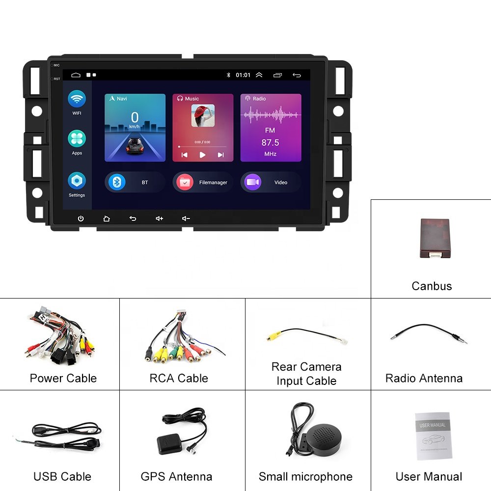(USA Stock) Podofo 8" Android Car Stereo Radio 1+32G Carplay Android Auto For GMC /Chevrolet /Buick /Hummer GPS Wifi Hifi FM RDS