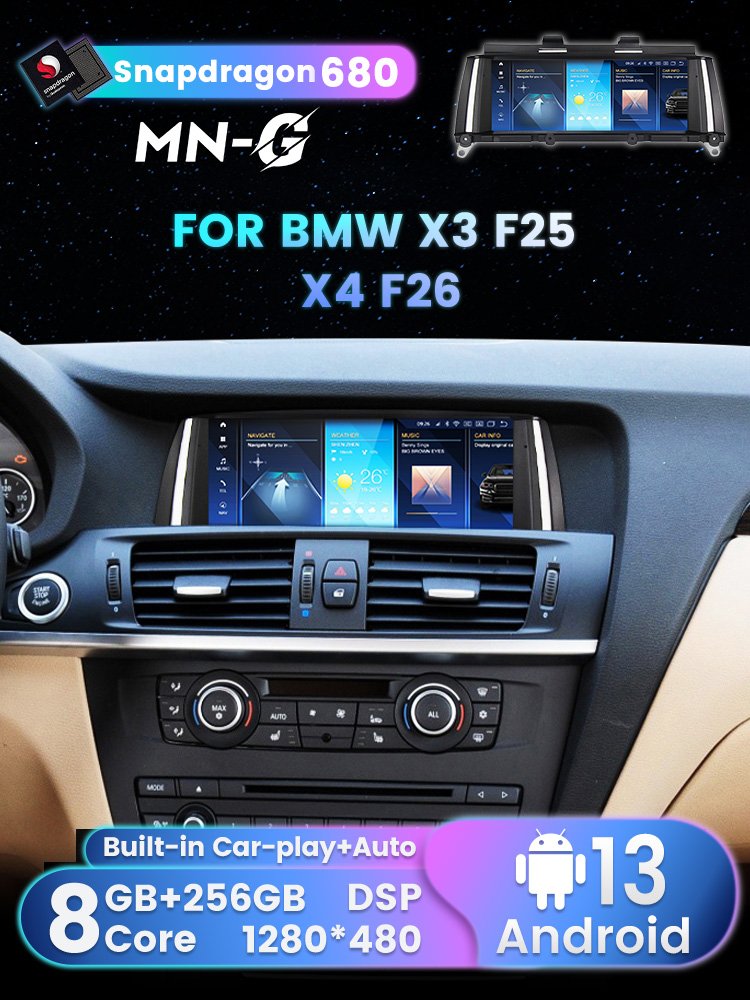 MEKEDE android 12 8+256G ID8 Car Stereo for Bmw X4 F26 X3 F25 2011 - 2017 Cic Nbt Voice control Video Audio GPS Car-play