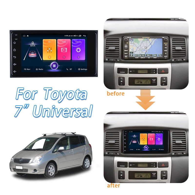 7" for for Toyota VIOS CROWN CAMRY HIACE PREVIA COROLLA Android Auto Car Radio Touch Screen DVD Multimedia Player