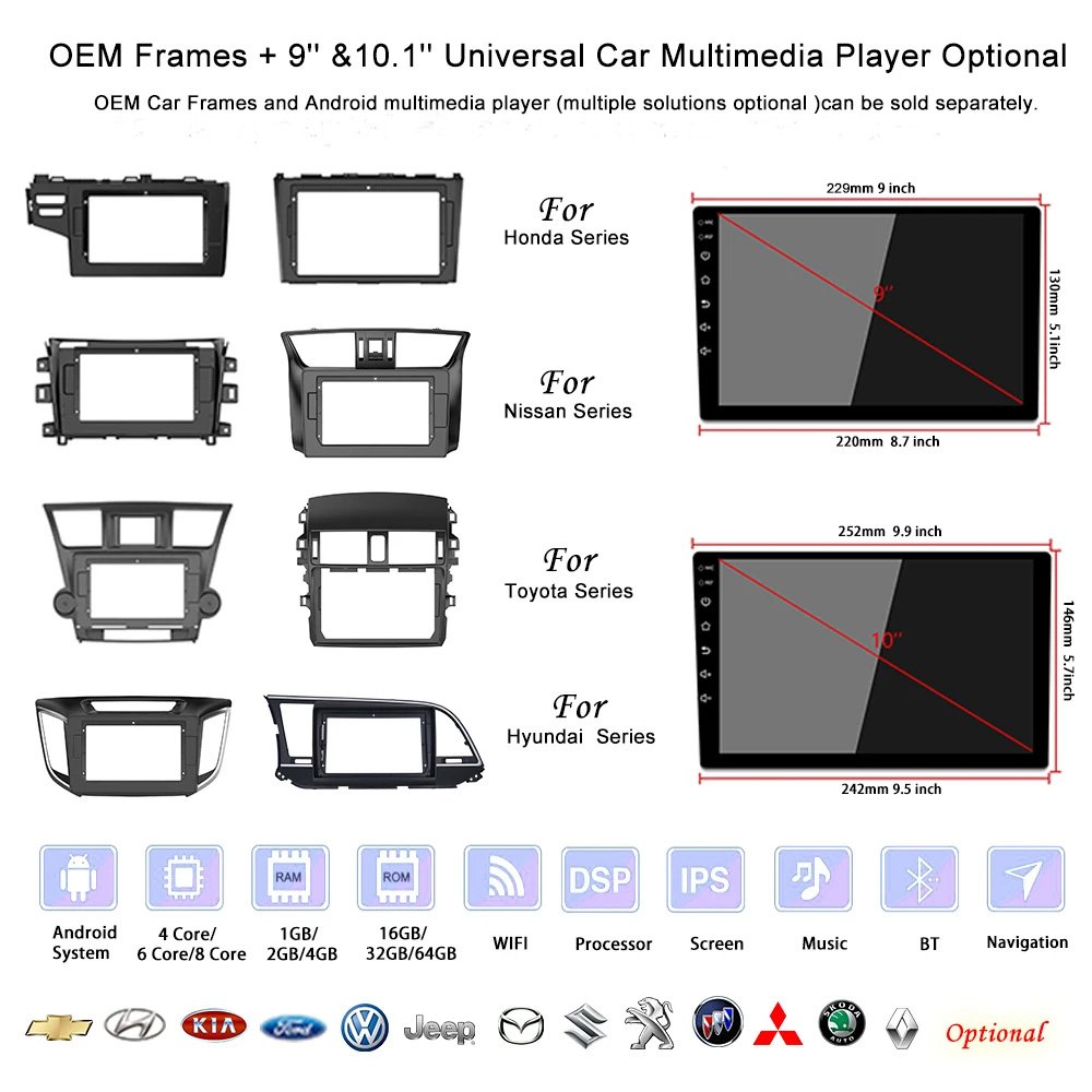 Car Radio Player 2 Din Android Auto Carplay Universal 10inch FM Video Multimedia Player Stereo Audio Car DVD Player