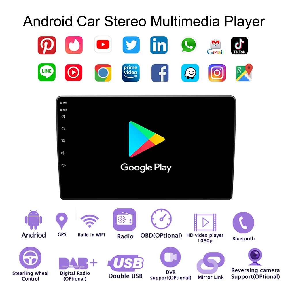 Car Radio Player 2 Din Android Auto Carplay Universal 10inch FM Video Multimedia Player Stereo Audio Car DVD Player