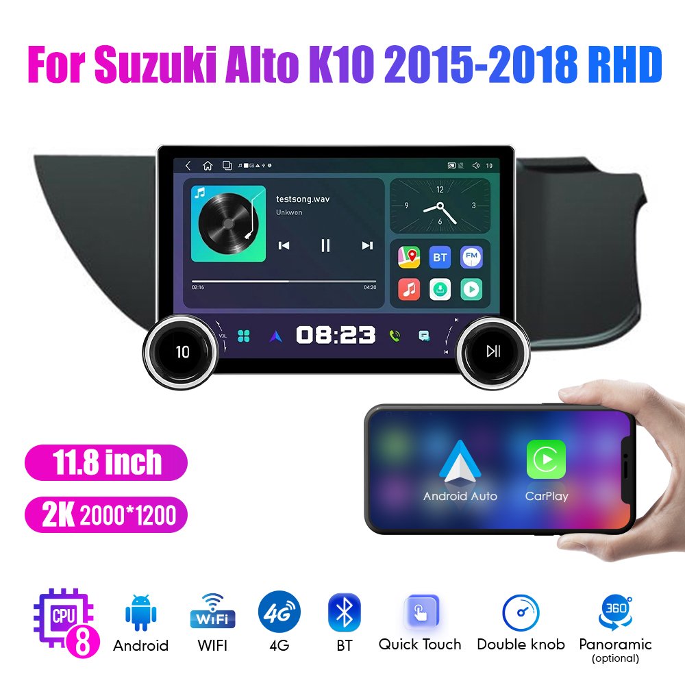 11.8Inch Car Radio For Suzuki Alto K10 2015-2018 RHD DIAMOND 2K QLED Screen 2Din Android Car Stereo Car DVD Player Carplay DSP