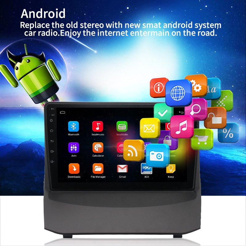 Android 2 Din 9 Inch Multimedia Navigation GPS Car DVD Player Car Radio Stereo for Ford Fiesta 2009-2017