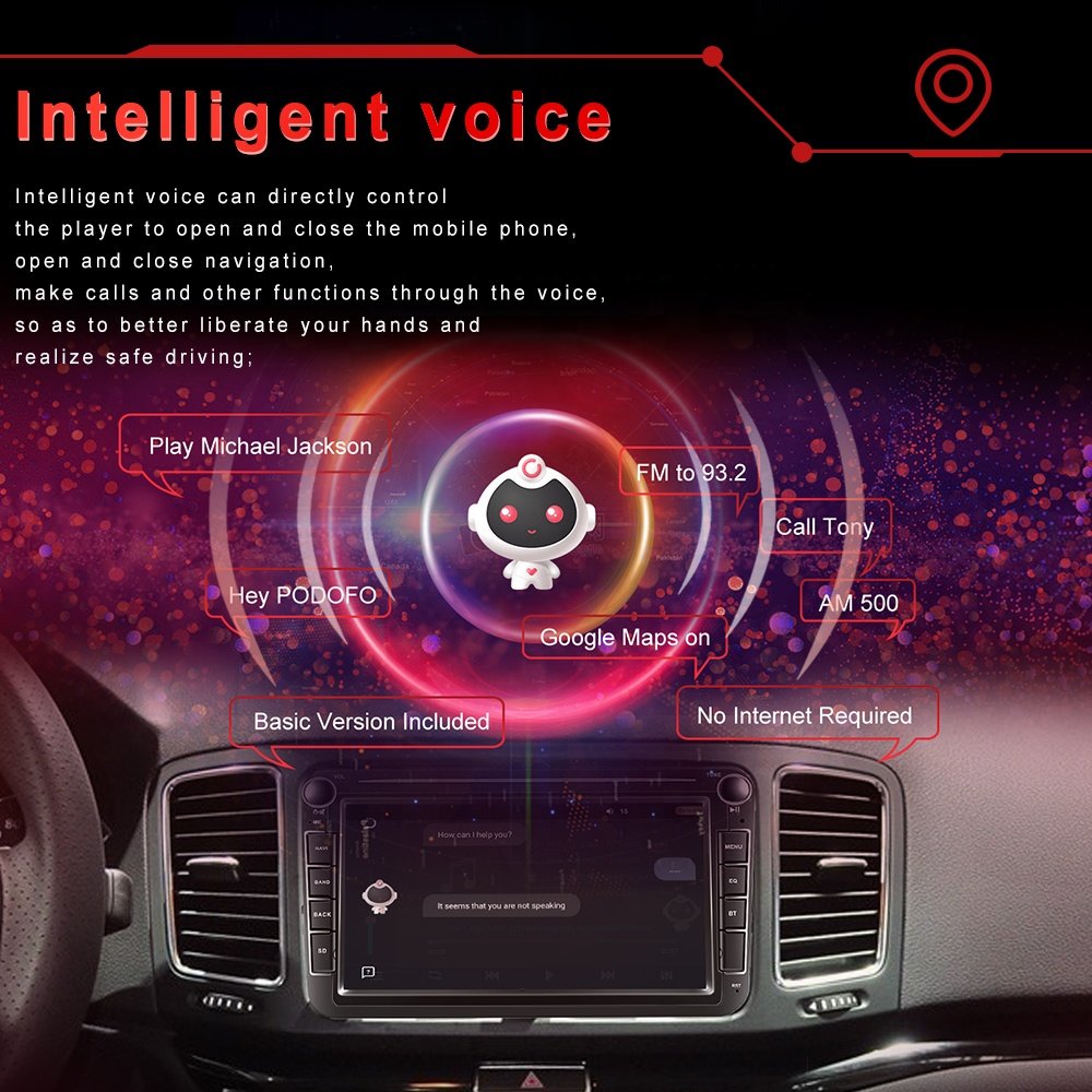 (RU Stock) Podofo 4+64GB 8'' Carplay 8 Core Android 13 Car Radio IPS Touch Screen GPS/Wifi/BT/4G/DSP/Hi-Res For VW/VOLKSWAGEN