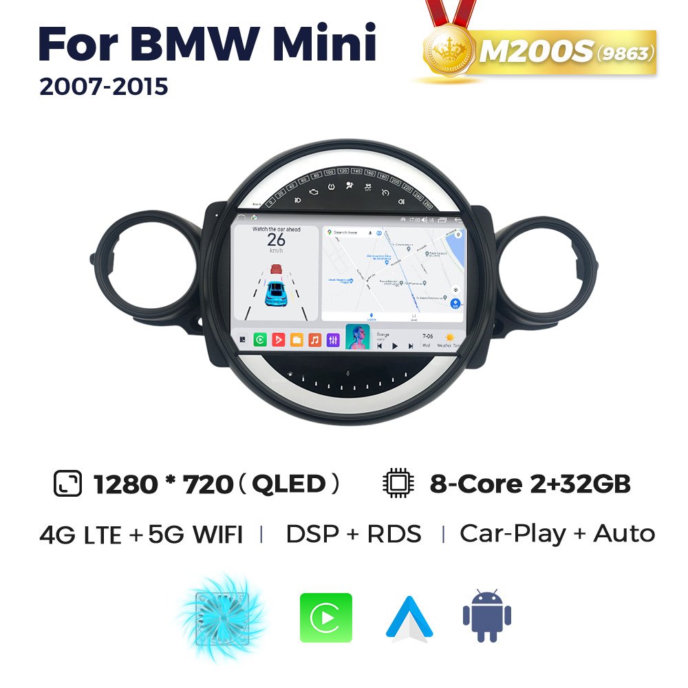 Mekede MS 8-Core 8+128GB IPS Screen Car DVD Player video Vehicle mounted display for BMW Mini 2007-2015