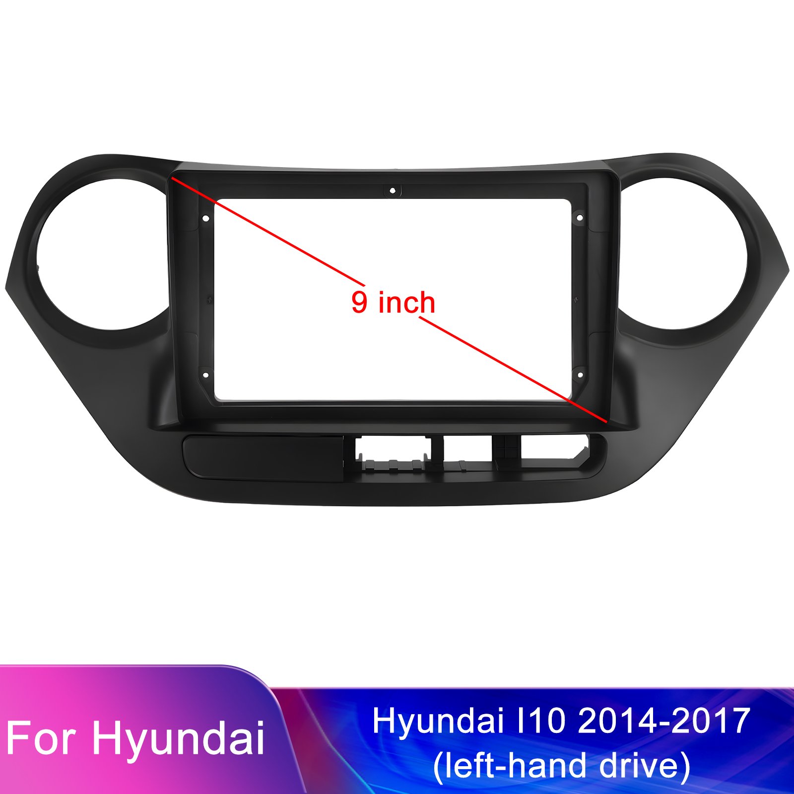 Podofo Wholesale 9'' Dedicated Car Radio Frame ABS Plastic Bracket Panel Cover Trim For Hyundai I10 2014-2017 Left-Hand Drive
