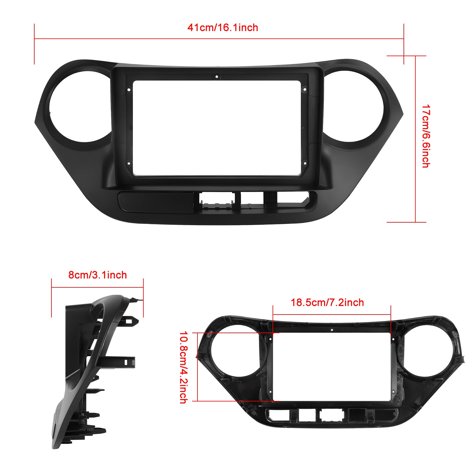 Podofo Wholesale 9'' Dedicated Car Radio Frame ABS Plastic Bracket Panel Cover Trim For Hyundai I10 2014-2017 Left-Hand Drive