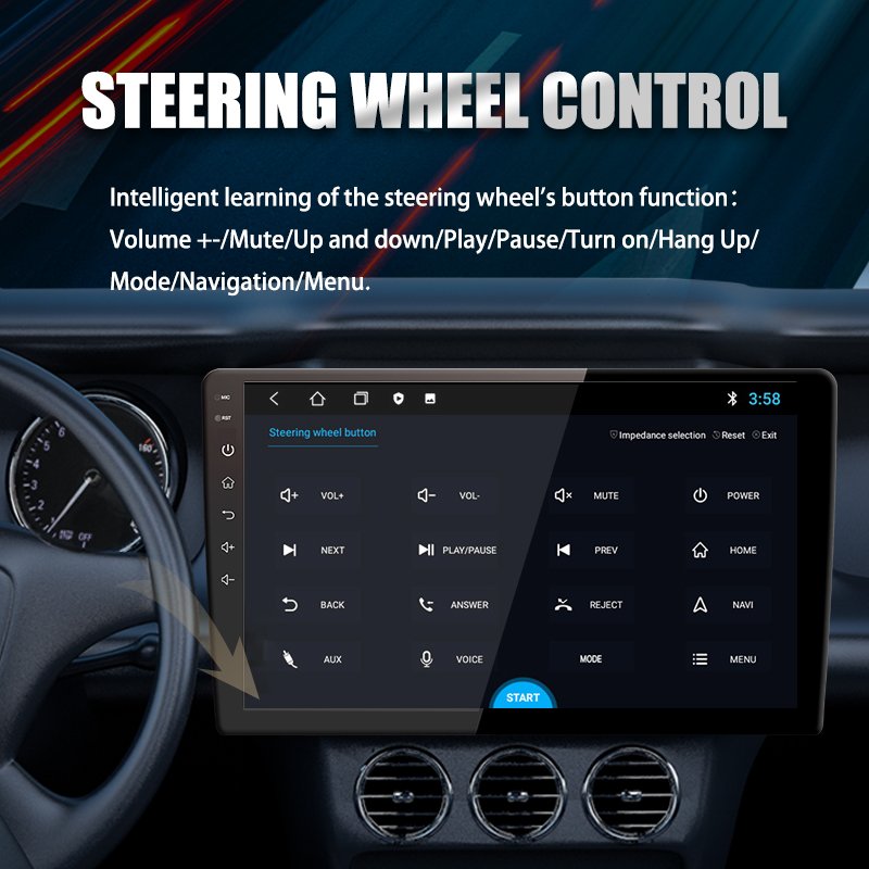 2 Din Android 9 Inch Rearview Camera Touch Screen Double Din Stereo Radio Navigation System Audio Auto Car DVD Player