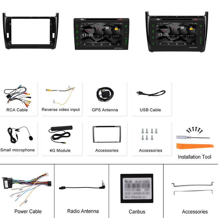 Podofo Car Radio Stereo 9'' Android 13 For Volkswagen Polo 2012-2015 Car Dvd Player 8CORE WIFI GPS DSP