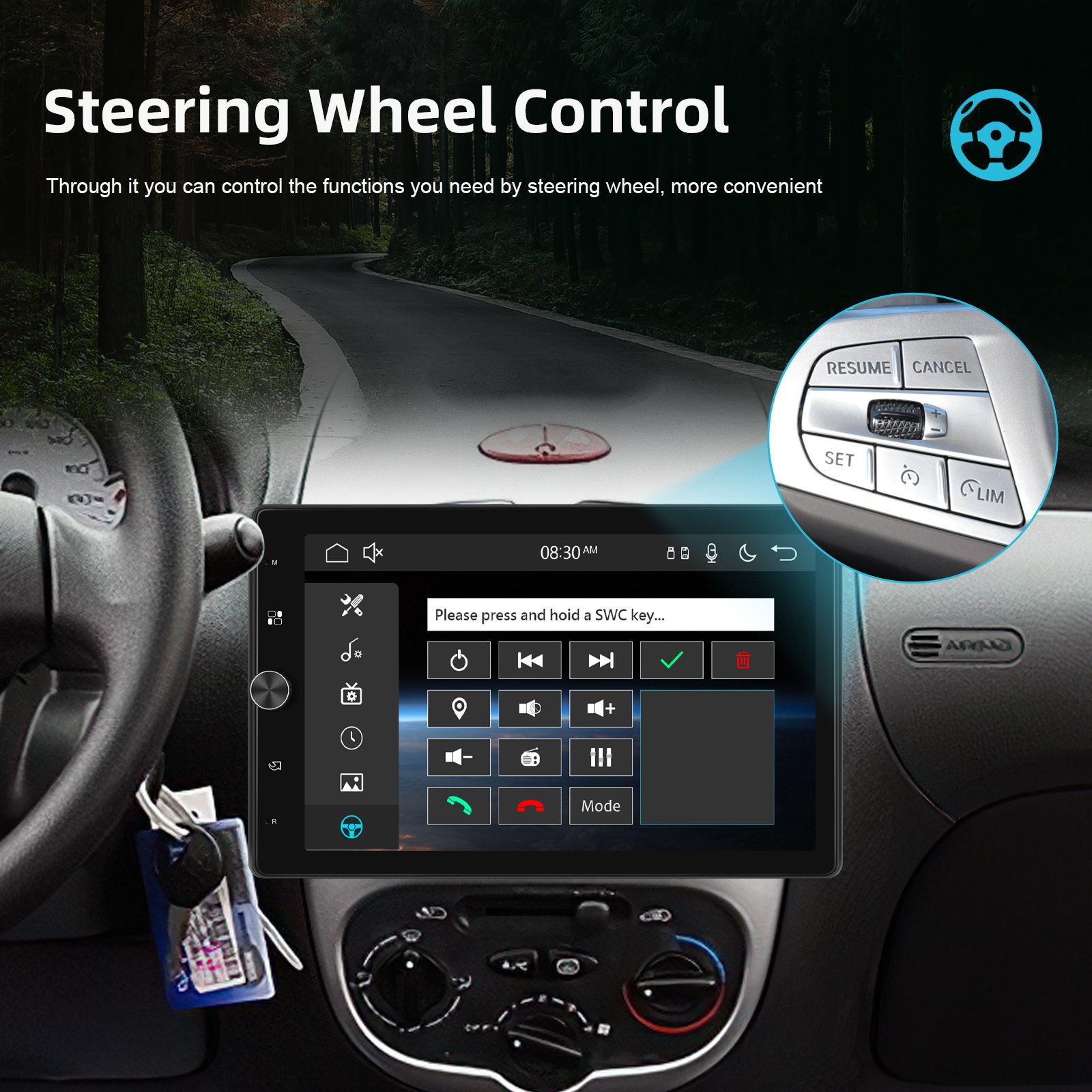 Podofo 10.4" Rotated Screen 1 Din Car MP5 Player Carplay Android Auto 1531C MP3 AUX FM BT EQ USB Autoradio Rear Camera