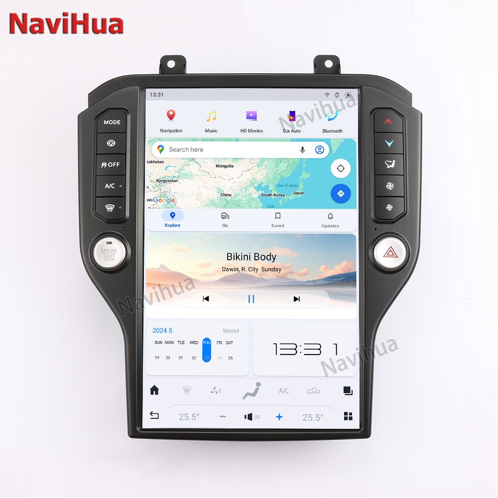 NaviHua For Ford Mustang 2015 2020 Tesla Style Android Car Radio 14.4 Inch 2K Touch Screen 8+128 Carplay GPS Navigation New