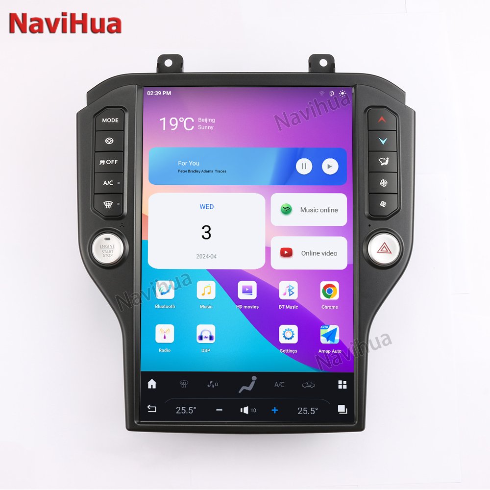 NaviHua For Ford Mustang 2015 2020 Tesla Style Android Car Radio 14.4 Inch 2K Touch Screen 8+128 Carplay GPS Navigation New