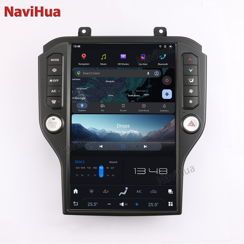 NaviHua For Ford Mustang 2015 2020 Tesla Style Android Car Radio 14.4 Inch 2K Touch Screen 8+128 Carplay GPS Navigation New