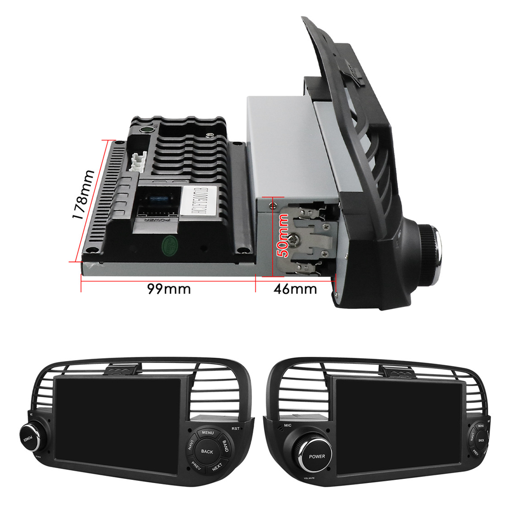 Android Car DVD Player 7 Inch Auto Smart Touch Diamond Screen Double Din Car Stereo For Fiat 500 2007-2015 Carplay With GPS/Mp5