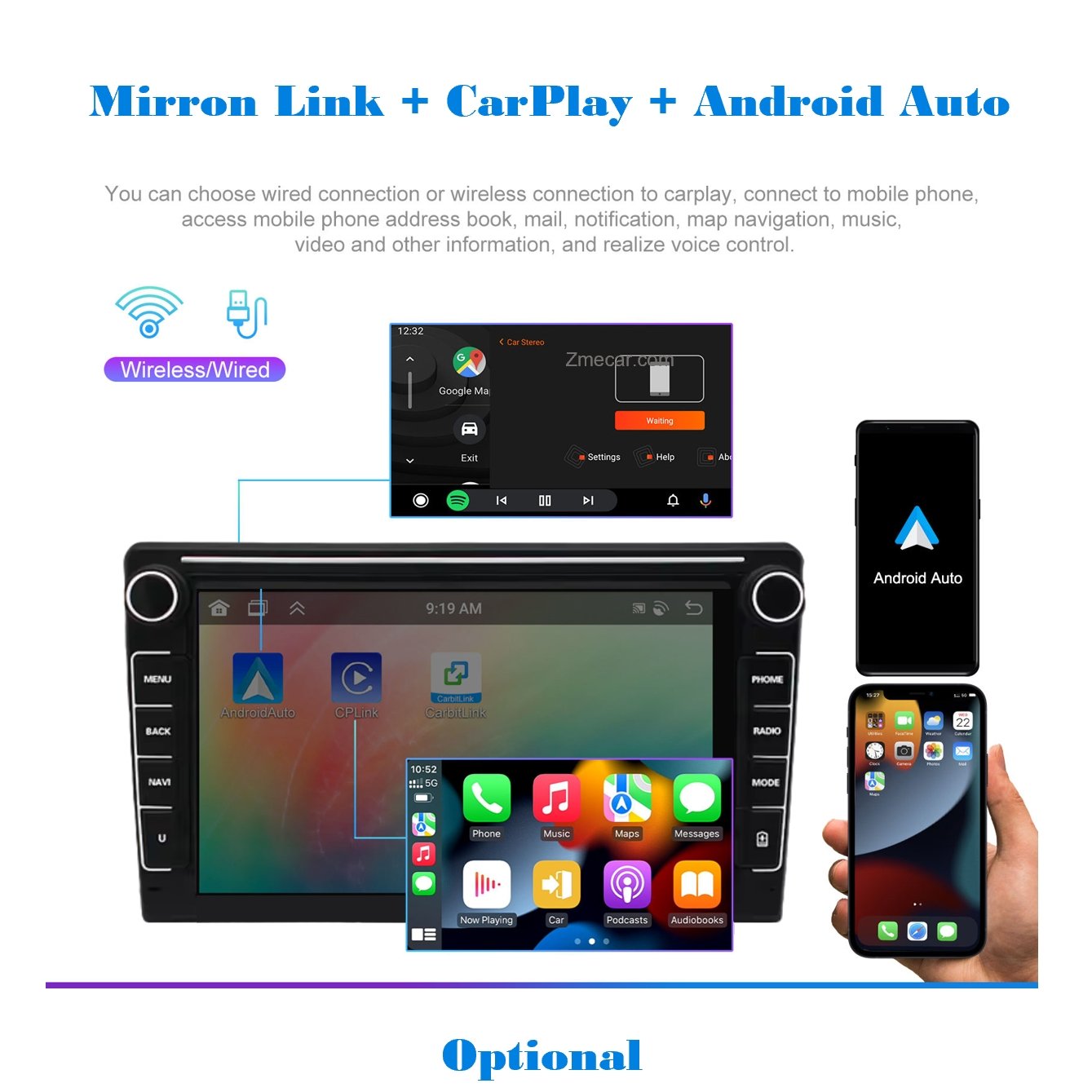 ZM AC8227 Universal 7/9/10 inch Touch Screen Car Stereo Navigation Android Radio Car Multimedia Player