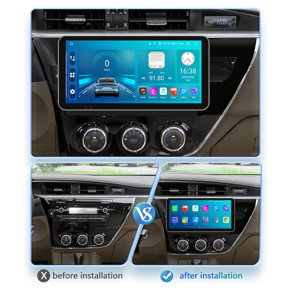 10.33 Inch android car dvd player for toyota corolla 2014 2015 2016 with navigation & gps 4g and apple car play