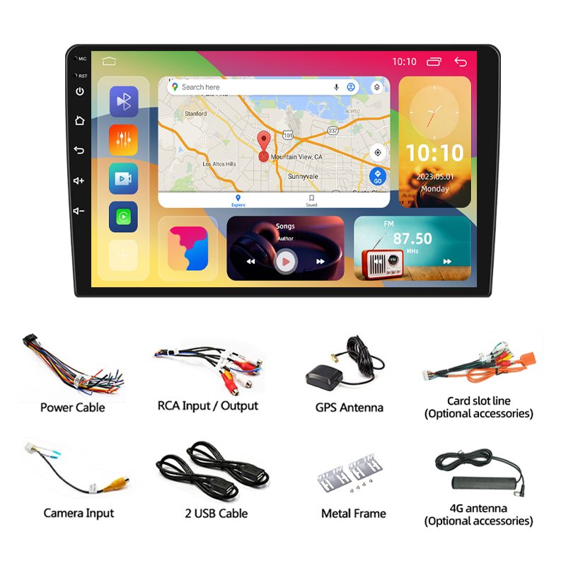 HENMALL 9" Universal 1280*800 IPS Screen 4 Core 1G+32G Car DVD Player Stereo Audio 2 Din Android Car Radio GPS Navigation