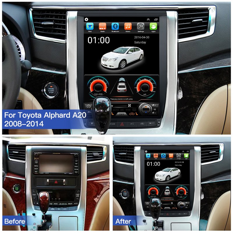 For Toyota Alphard ANH20 Elfa A20 2008-2014 Car Multimedia Player Bluetooth Audio Radio Carplay Android13.0 Auto Navigation GPS