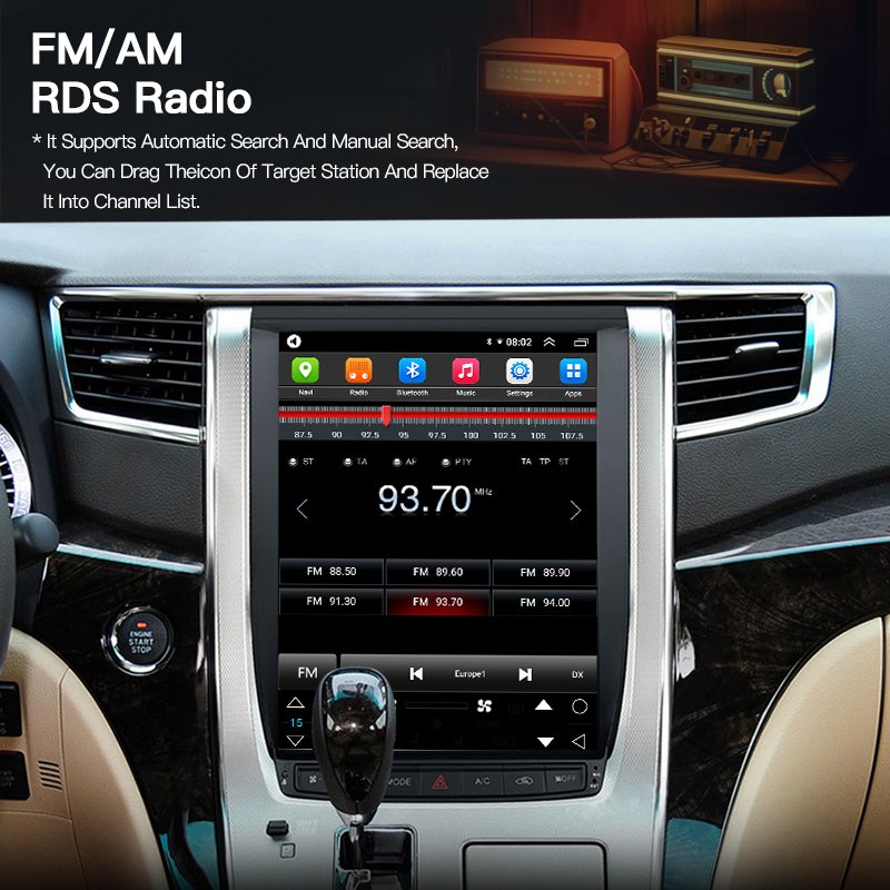 For Toyota Alphard ANH20 Elfa A20 2008-2014 Car Multimedia Player Bluetooth Audio Radio Carplay Android13.0 Auto Navigation GPS