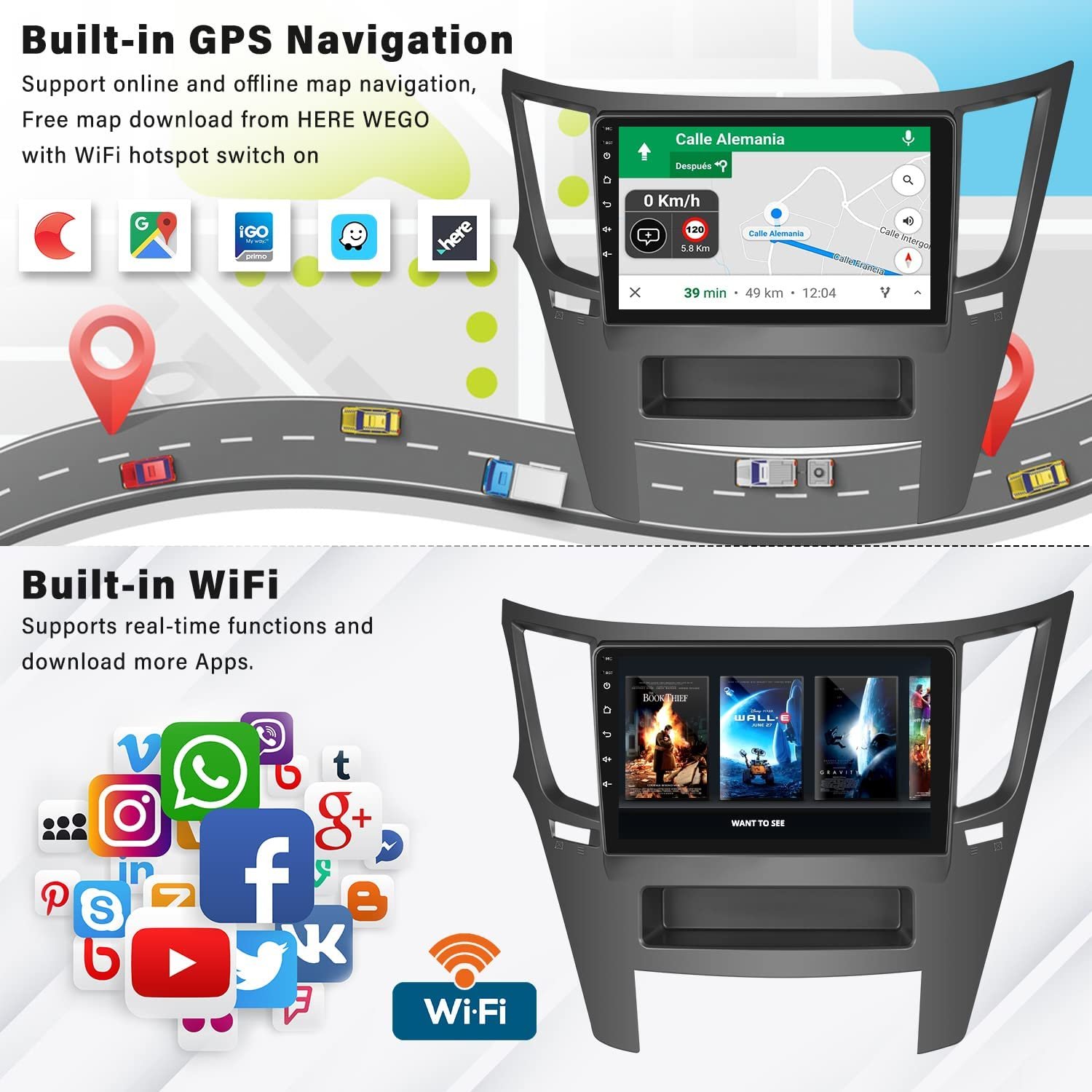 Podofo 9" Android Car Stereo For SUBARU Legacy/OUTBACK 2010-2016 Wireless Carplay Android Auto GPS Wifi Hifi RDS Wholesale