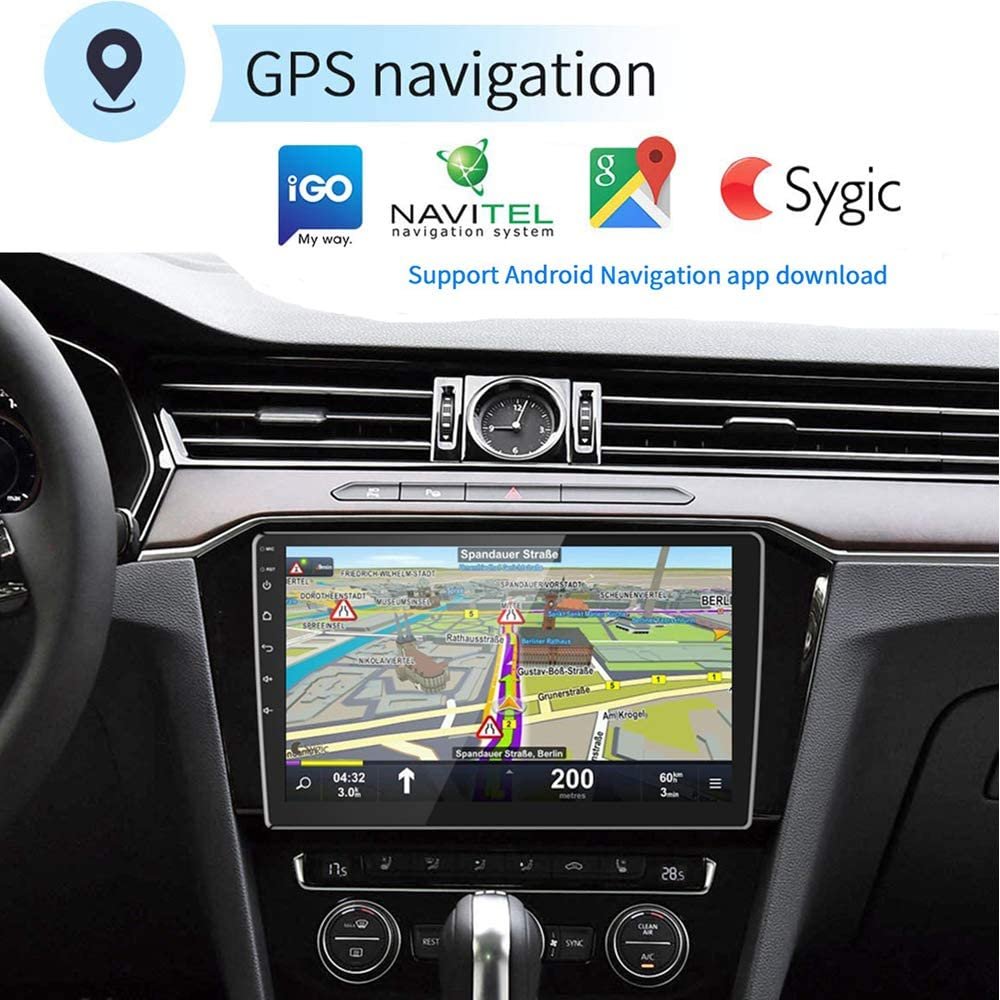Podofo Android Car Stereo Double Din 10.1 Inch Touch Screen 2 Din Car Radio Video Autoradio GPS Navigation WIFI BT FM RDS