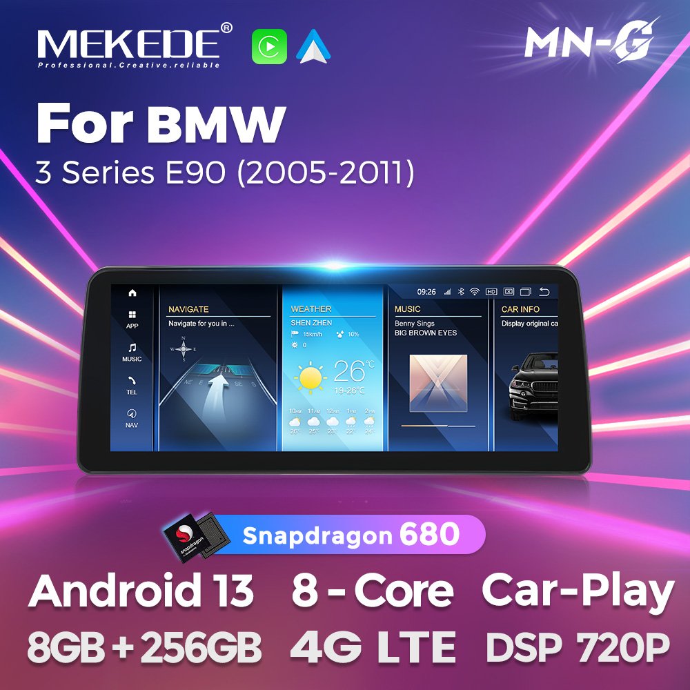 MEKEDE car gps navigation ID8 662 Android 12 screen BT 5.0 car-play Player Stereo Audio for BMW 3 Series E90 E91 E926