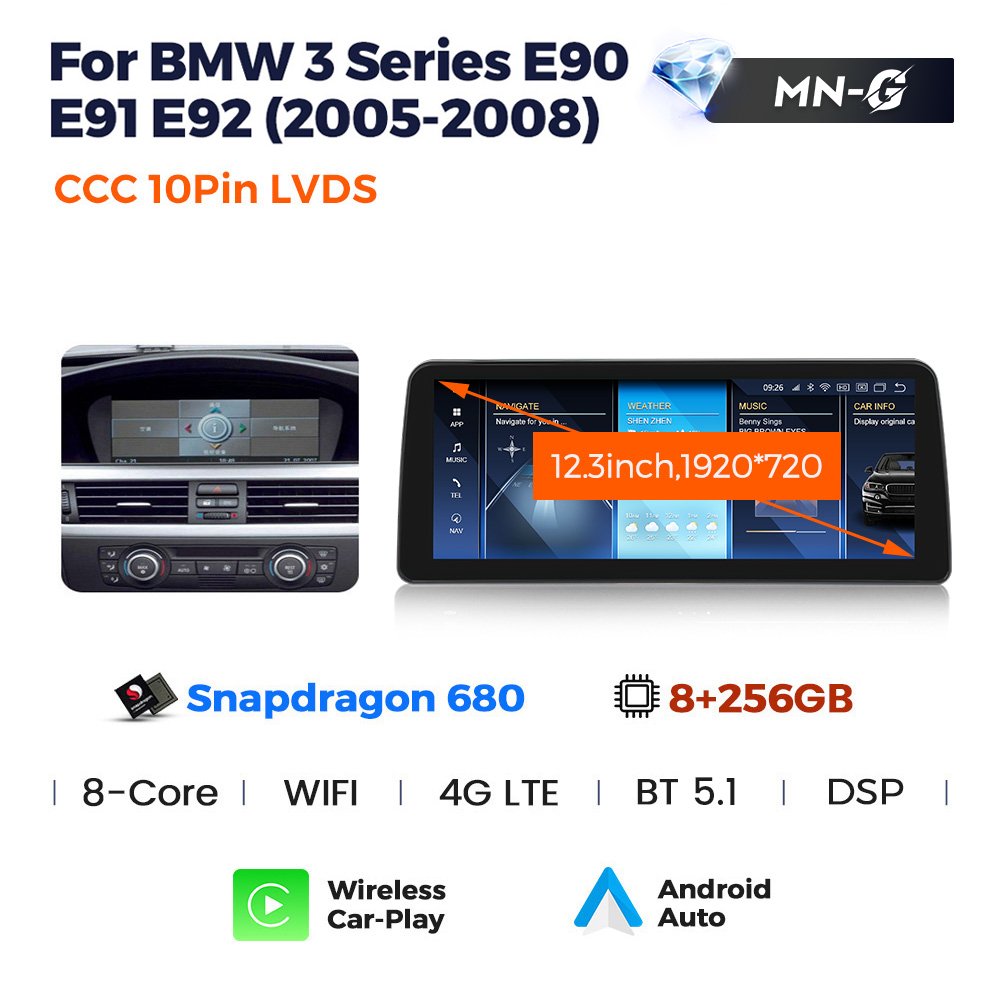 MEKEDE car gps navigation ID8 662 Android 12 screen BT 5.0 car-play Player Stereo Audio for BMW 3 Series E90 E91 E926